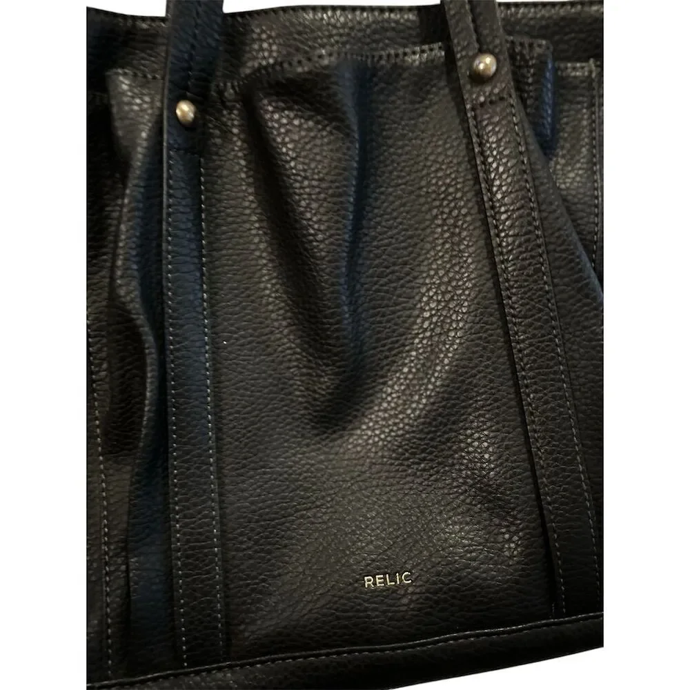 Relic Women's Black Geometric Shoulder Bag with Multiple Compartments‎